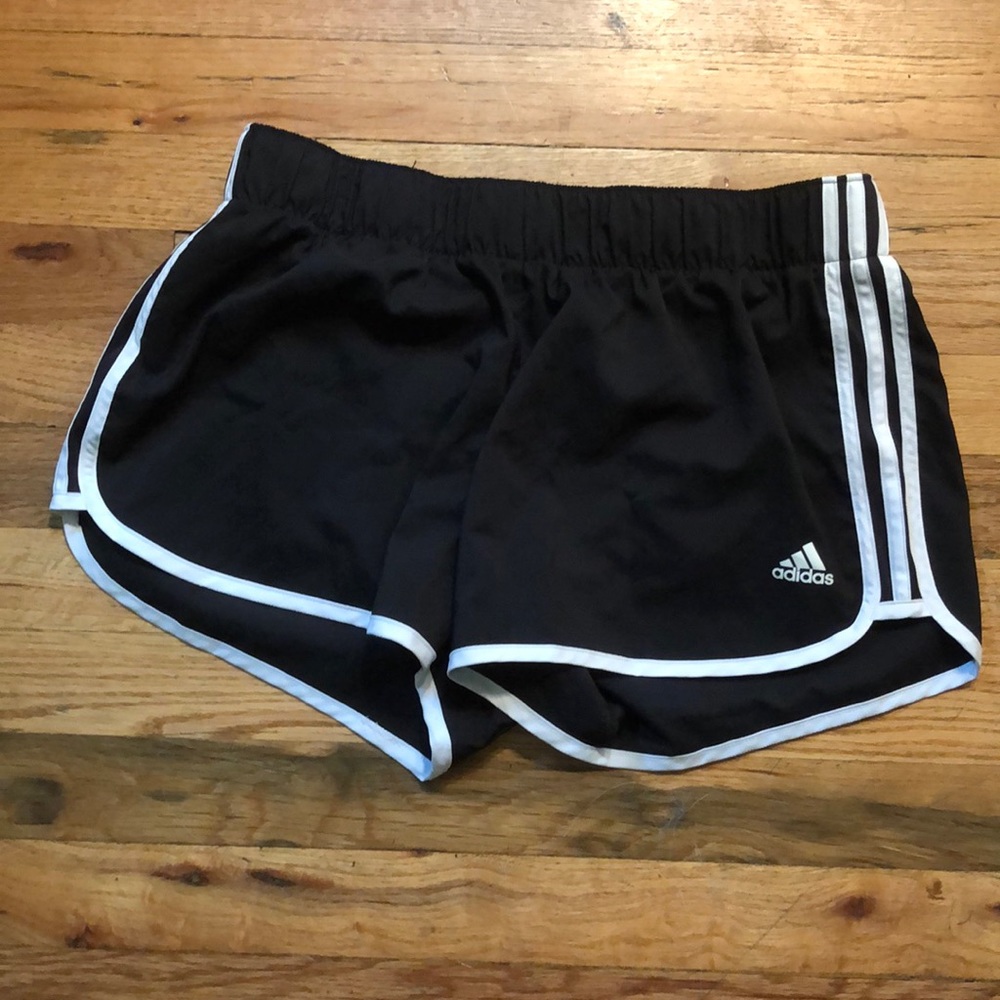 Adidas black & white running shorts W LG
